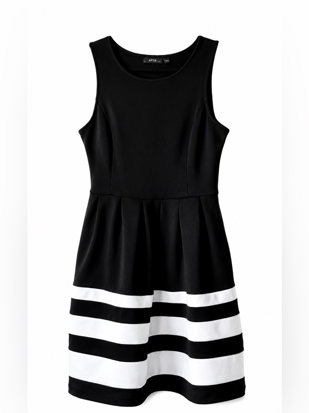 Apt. 9 Black White Striped Fit & Flare Dress Size 6 Sleeveless Mini Party Date